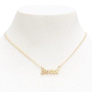 Gold "sweet" name plate necklace NWT
